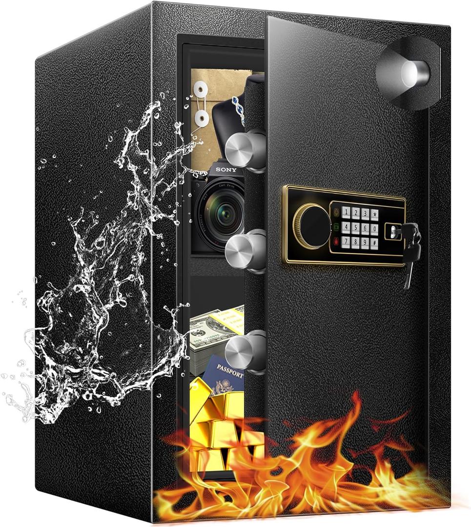 YAYAG 2.5 Cuft Home Safe Box Fireproof Waterproof, Anti-Theft Security Box with Emergency Type-C External Interface, Electronic Digital Keypad, Safety Personal Combination lock for Office Document