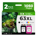 63XL Ink Cartridges Black and Color Combo Pack Replacement for 63 XL Fit for HP63 3830 4650 4652 4655 5200 5252 5255 5258 4520 4512 1112 2132 3630 3632 3631 2130 4510 4654 Printers BK and Tricolor