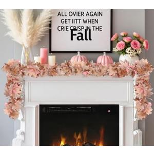 Pink Fall Garland, Fall Garland Maple Leaf, 6FT/PCS for Thanksgiving Christmas Home Outdoor Wedding Decoration (2Pcs) -C