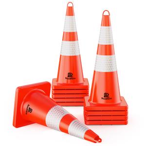 RoadHero 10 Pack Traffic Cones 28 Inch Safety Cones with Reflective Collar Orange Cones with Handle Plastic PVC Heavy Duty Cones for Parking Lot, Driving Training RoadHero 10 Pack Traffic Cones 28 Inch Safety Cones with Reflective Collar Orange Cones with Handle Plastic PVC Heavy Duty Cones for Parking Lot, Driving Training