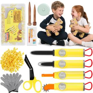 Cardboard Cutter Tools for Kids - 153 Pcs Kid Safe Cardboard Cutter with Saws, Fold-Roller, Gloves & More, STEM Educational Construction Toys Gift for 5 6 7 8 Year Old Boys Girls