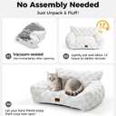 Made4Pets Cat Beds for Indoor Cats, Cat Couch Bed, Soft Faux Fur Checkered Pet Sofa, Calming Fluffy Kitten Sofa with Supportive Foam, Removable Washable Cover with Non-Slip Base, White, Small (26x20x10'')