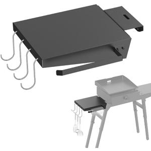 Griddle Side Shelf for Blackstone 17" and 22" Griddle Stand 5013, Griddle Table for Blackstone Griddle Stand with Sideshelf, Tool Hooks, Paper Towel Holder, Fit for 17 22 Inch Propane Table Top