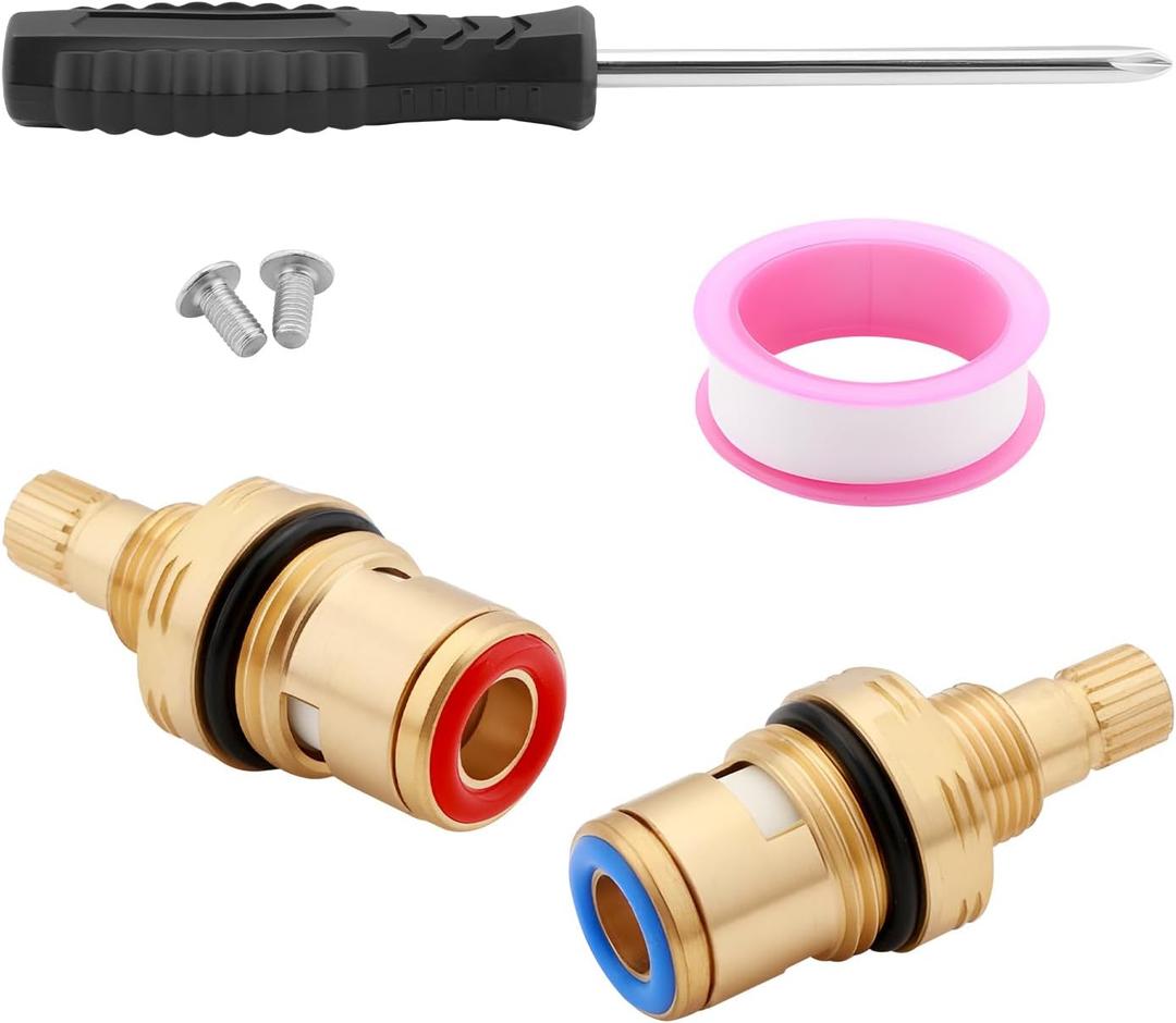 KSRPL3200HC& KSRPL3200CC Brass Ceramic Valve Cartridge Compatible With CC Basin Faucet Cold & Hot Ceramic Cartridge, 2-1/8" Length, Suitable for 3/8" x 16 PT Handle Connection