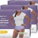Basics Incontinence Underwear for Women, Protective, Disposable, Postpartum, Maximum Absorbency, Medium, Lavender, 60 Count (3 Packs of 20)
