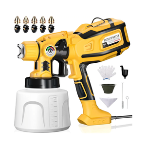 Paint Sprayer, Cosyjazz 1200W HVLP Spray Paint Gun with 5 Nozzles & 3 Spray Patterns, Adjustable Flow Control, 1400ml Container & Cleaning Tools, for House Painting, Fences, Cabinets, Walls etc.
