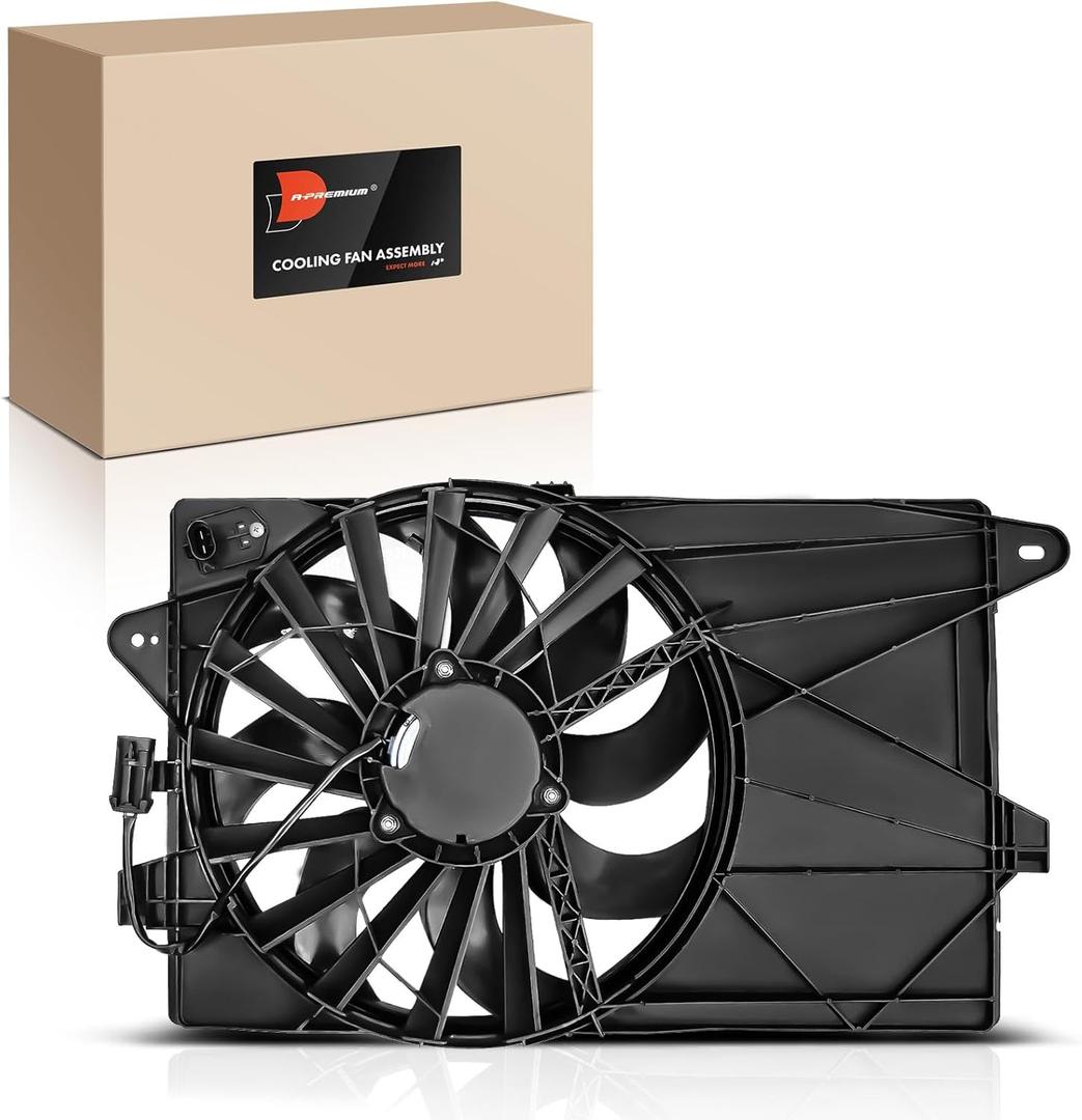 A-Premium Engine Radiator Cooling Fan Assembly Compatible with Select Fiat Models - 500 2012-2019 - Replace# 68073673AA, 68073673AB