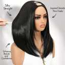Quantum Love Yaki Straight Layered U Part Wig V Part Bob Half Wigs for Black Women Short Black Glueless Natural Looking Heat Resistant Synthetic Hair Replacement Wig