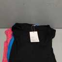 3 Pack Women's Long Sleeve Cutout Neck Keyhole Knit Shirts Slim Fit Stretchy Going Out Y2k Tops with Side Ruched (Large, Black, Royal Blue, Light Pink)