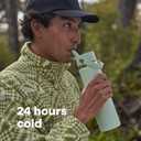 Hydro Flask Water Bottle - Insulated Stainless Steel - Wide Mouth Flex Straw Lid, Non Spill, Leakproof and Refillable in 24 Oz Aloe Green