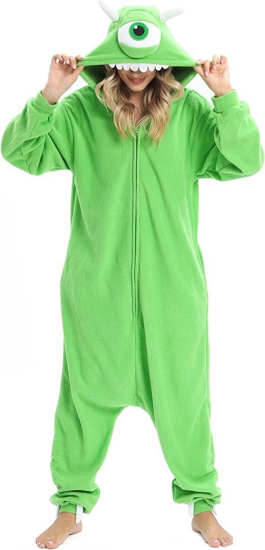 Slim Fit Unisex Adult Onesie Animal Pajamas Halloween Cosplay Sleepwear (Green)