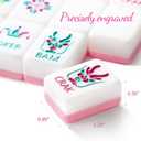 American Mahjong Game Set, 160 Pink Layered Mah Jong Tiles with Tile Bag, Gift-Ready Storage Box, 4 Dice with Pouch, Mahjong Travel Tiles Set, Western Mah Jongg, Majong, Majiang