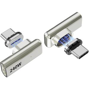 240W Right Angle 90 Straight Magnetic USB C Adapter Extender Straight USB4 40Gbps 8K 60Hz for Thunderbolt 3/4, MacBook Pro/Air, Steam Deck, PS5 (2 Pack) W/ 2 Connector Tips