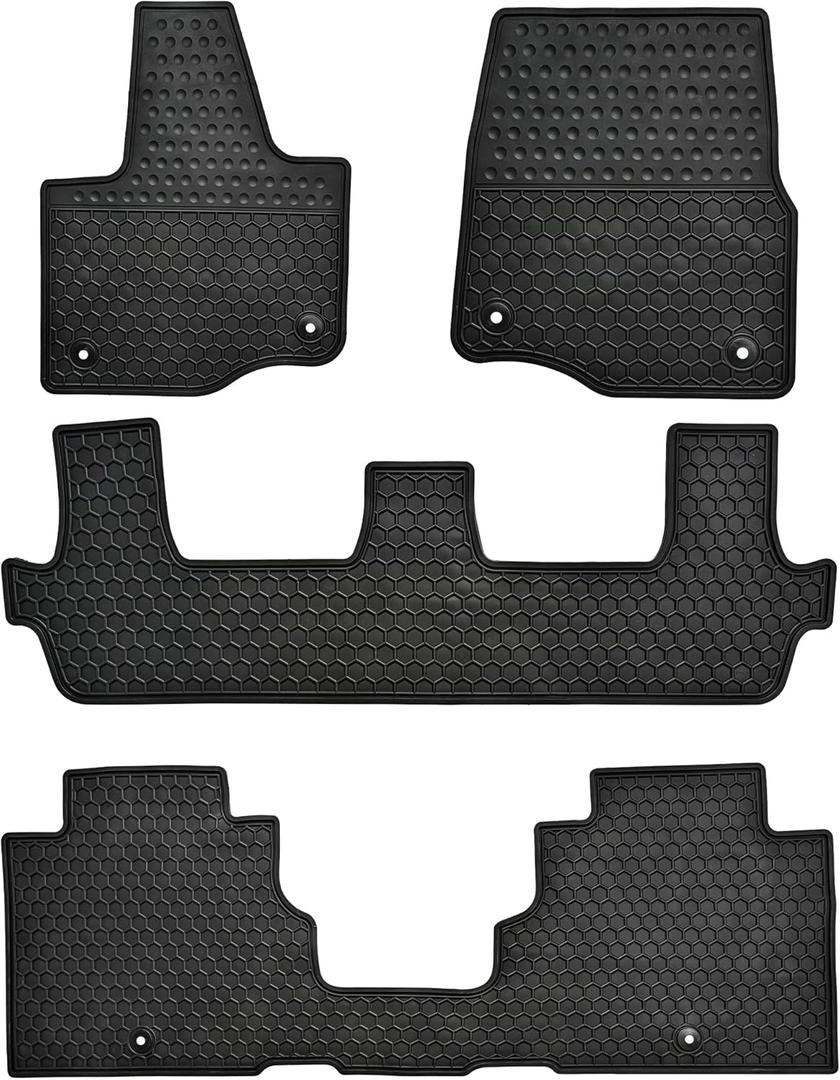 Car Floor Mats Custom Fit for Ford Expedition 2018-2025 (Not Fit MAX Or L) 8 Seats with 2nd Bench Seat Black Rubber Auto Liner Mats All Weather Protection