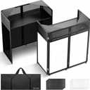 CAHAYA DJ Booth Stand Portable – DJ Table Facade for Laptop & Controller Double Top Corners Black & White Scrims for Lighting Easy Setup Foldable Storage with Bag 40"L x 20"W