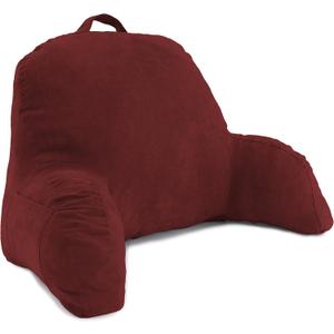Deluxe Comfort Microsuede Bed Rest - Backrest Pillow with Arms - Bed Rest Pillow - Reading Bedrest Lounger - Sitting Support Pillow - Soft But Firmly-Stuffed Fiberfill - Reading Pillow, Red (One Size)