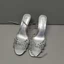 Rhinestone Sandals for Women High Clear Strappy Buckle Stiletto Heels Round Toe Sexy Dressy Sandals Prom Shoes Size 10
