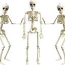 XONOR 16 Posable Halloween Skeleton- Full Body Halloween Skeleton with Movable Joints for Haunted House Props Decorations (3pcs)