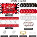 Breling 53 Pcs Graduation Decorations 2026 Congrats Grad Backdrop Banner Tablecloth Congrats Latex Balloons for University High School Graduation Party Supplies(Red and Black)