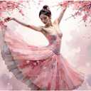 Cherry Blossom Ballerina Paint by Numbers Kit for Adults – DIY Elegant Dancer in Pink Dress Painting on Canvas, Acrylic Paint Set for Beginners, Art for Home Decoration or Gifts(16X20IN Framed)