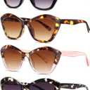 LADEESSE 4 Pack Bifocal Reading Sunglasses for Women Fashion Cateye Sun Readers Outdoor Reading Glasses UV400 +1.75Protection