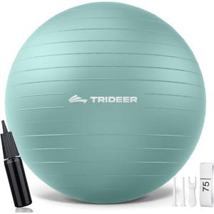 Trideer Yoga Ball - Exercise Ball for Workout pilates Stability - Anti-Burst and Slip Resistant for physical therapy, Birthing, Stretching & Core Workout, Office Ball Chair, Flexible Seating, Home Gym (L(23-26ines/58-65cm), mint green)