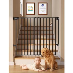 Babelio Extra Wide No Bottom Bar Baby/Dog Gate, 28" H, 29.7-46.5" W, Black
