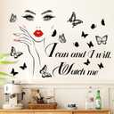 3D Inspirational Quotes Wall Decals - Removable DIY Red Lips Girl and Motivational Lettering Sticker - Peel and Stick Butterfly Art Decor for Women Bedroom Living Room Decoration