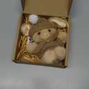Handmade Mini Bunny Hug Cute Easter Gift with Card, 2026 New Soft Plush Rabbit Mini Bunny Hugs in Box Easter Basket Bunny Stuffer Inspirational Easters Gifts for Women Men Mother's Day(Brown)