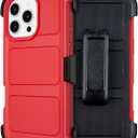 for iPhone 16 Pro Max Phone Case with Belt Clip Holster Kickstand, Shockproof Heavy Duty Rugged, 2 Layers of Sturdy, Cases for iPhone 16ProMax, for Protective i Phone Case 16 Pro Max Defender Red