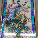 Peacock Stained Glass Window Hanging, 11" W X 15" H Stained Glass Panel with Chain, Suncatchers for Windows Hanging Decorations, Gifts for Mom, Grandma, Wife, Sister