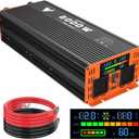 Power Inverter for Vehicle 2000 Watt Car Inverter 12V to 110V Modified Sine Wave Inverter with 2 AC Outlets, USB Port, Dual Smart Fans, Cables Included for Home, RV, Outdoor, Camping, Boat New Upgrade