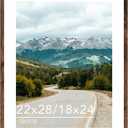QOTIB Wood 22x28 Picture Frame with 18x24 Mat, Display 18x24 with Mat or 22x28 Without Mat, Wood 22 by 28 Photo Frame, 22 x 28 Frame for Wall Hanging Display, Deep Brown