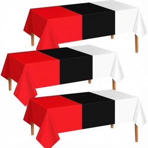 Oudain 3 Pcs Cartoon Animation Birthday Party Tablecloth Red and White Plastic Party Supply 54" x 108" Large Table Cover for Cartoon Ball Supplies Video Games Tableware Birthday Decoration Pack of 2