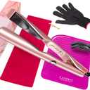 LANDOT 2-in-1 Flat Iron Curling Iron | 30s Heat-Up 12 Temp Settings & Ceramic Coating | Salon-Perfect Straightening & Curling | Tangle-Free Design with Heat-Resistant Mat