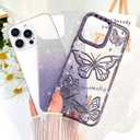 BITOBE Designed for iPhone 16 Pro, Cute 3D Butterfly Case Slim Plating Glitter Bling Luxury Cover for Women Girls Protective Camera Protection Bumper 6.3" Purple