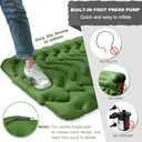 MEETPEAK Camping Sleeping Pad with Pillow, Upgraded 4 Inch Thickness Inflatable Foot Press Camping Mat, Durable Waterproof Lightweight Sleeping Air Mattress for Hiking Backpacking Traveling (Olive Green)