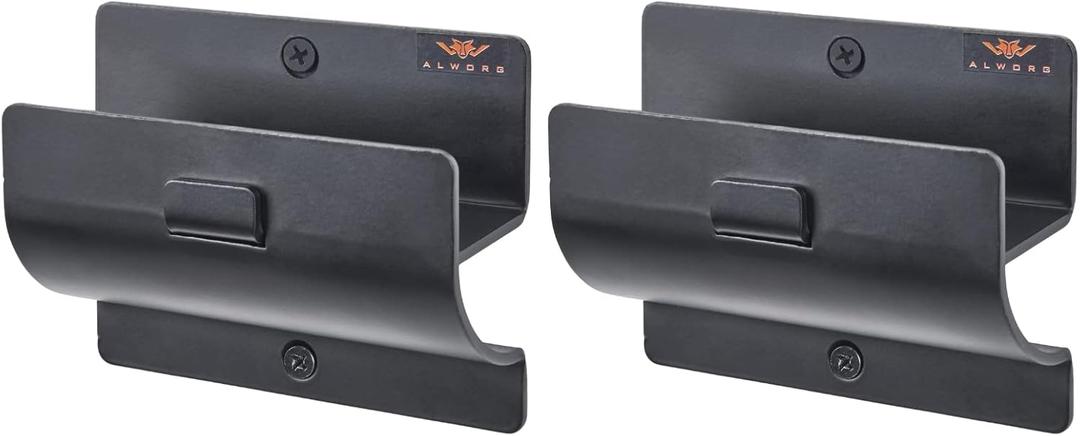 Ladder Hanger set of 2 For Garage Wall - Black Heavy Duty Utility Hook For Wall Mount Ladder Storage. Versatile Tool Holder To Maximize Space In Shed, Workshop, Garden, Hang Wheelbarrow, Folding Chair