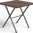 Folding Table, 27 Inch Square Folding Table, No Assembly Portable Camping Picnic Table, Heavy Duty Steel Frame Outdoor Coffee Table, Patio Card Table for Small Spaces, RV, Parties, 400 LBS Capacity