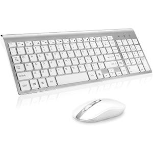 cimetech Wireless Keyboard and Mouse Combo, Compact Silent Ergonomic Scissor Switch Keyboard and Optical Mouse Set, 2.4G Lag-Free Cordless Keyboard Mice for Computer, Mac, Laptop, PC, Windows - Silver