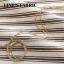 Farmhouse Shower Curtain with Ruffle Hem Linen Shower Curtains for Bathroom Country Vintage Rustic Natural Fabric, Cream-Brown Stripe 72" W x 72" L