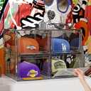 Hat Organizer Box for Baseball Caps, 6 Pack Plastic Hat Storage Display Case with Magnetic Door, Hat Holder Rack for Closet, Snapback Organizer, Hold 8 Caps Each, Black