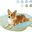 Dog Cooling Mat - Large Leaf Shaped, Washable, Non-Slip, Summer Pad for Dogs and Cats, Lightweight (Medium (26-55 lb), Green)
