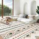 Area Rug Living Room Rugs 8x10 - Large Soft Boho Geometric Rug, Non-Slip Foldable Washable Rugs Non Shedding Morden Indoor Floor Carpet for Living Room Bedroom Office Dining Room(Brown Green,8'x10')