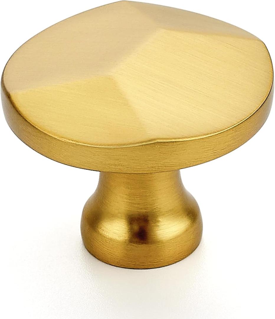Ravinte 5 Pack Brushed Brass Round Cabinet Hardware Knobs,Solid Zinc Alloy Single Hole Drawer Pulls Dresser Knobs for Kitchen,Bathroom Furniture