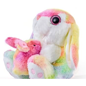 Nleio Easter Stuffed Bunny with Egg(Reversible), 8.5" Plush Rabbit with Floppy Ears, Huggable & Washable Easter Stuffed Animals Cute Bunny Plush Toy for Kids Girls Boys Birthday Easter Gifts (Color)
