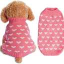 Dxhycc Dog Knitted Sweater Dog Heart Sweater Puppy Sweater Warm Soft Pet Holiday Clothes for Medium Cats and Dogs (Pink, M)