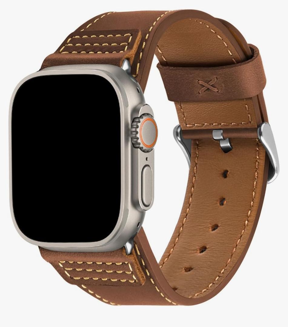 Apple Watch Strap 49mm 46mm 45mm 44mm 42mm 41mm 40mm for Men, Top Genuine Leather Replacement Straps for iWatch Ultra3/2/1 SE3/2/1 Series 11 10 9 8 7 6 5 4 3