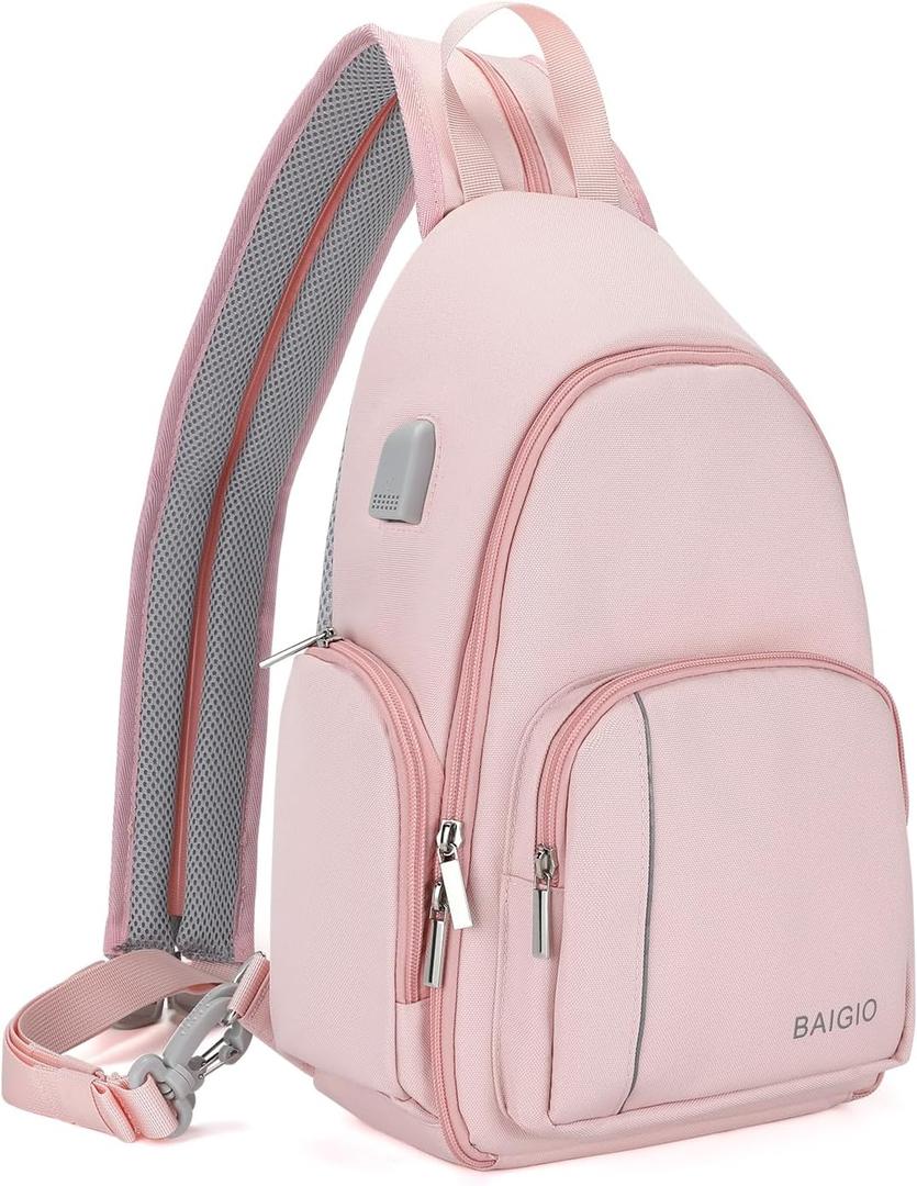 BAIGIO Camera Sling Bag Small Camera Backpack for Photographers,Waterproof Camera Crossbody Bag Travel Caemra Backpack for DSLR SLR Mirrorless Camera (Pink)