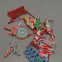 codree 8 PCS Christmas Lollipop Ornaments- Rainbow Lollipop Hanging Ornaments- Christmas Candies Polymer Clay Ornament for Xmas Tree Party Decoration